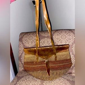 Vintage Leather Sisal Bag
